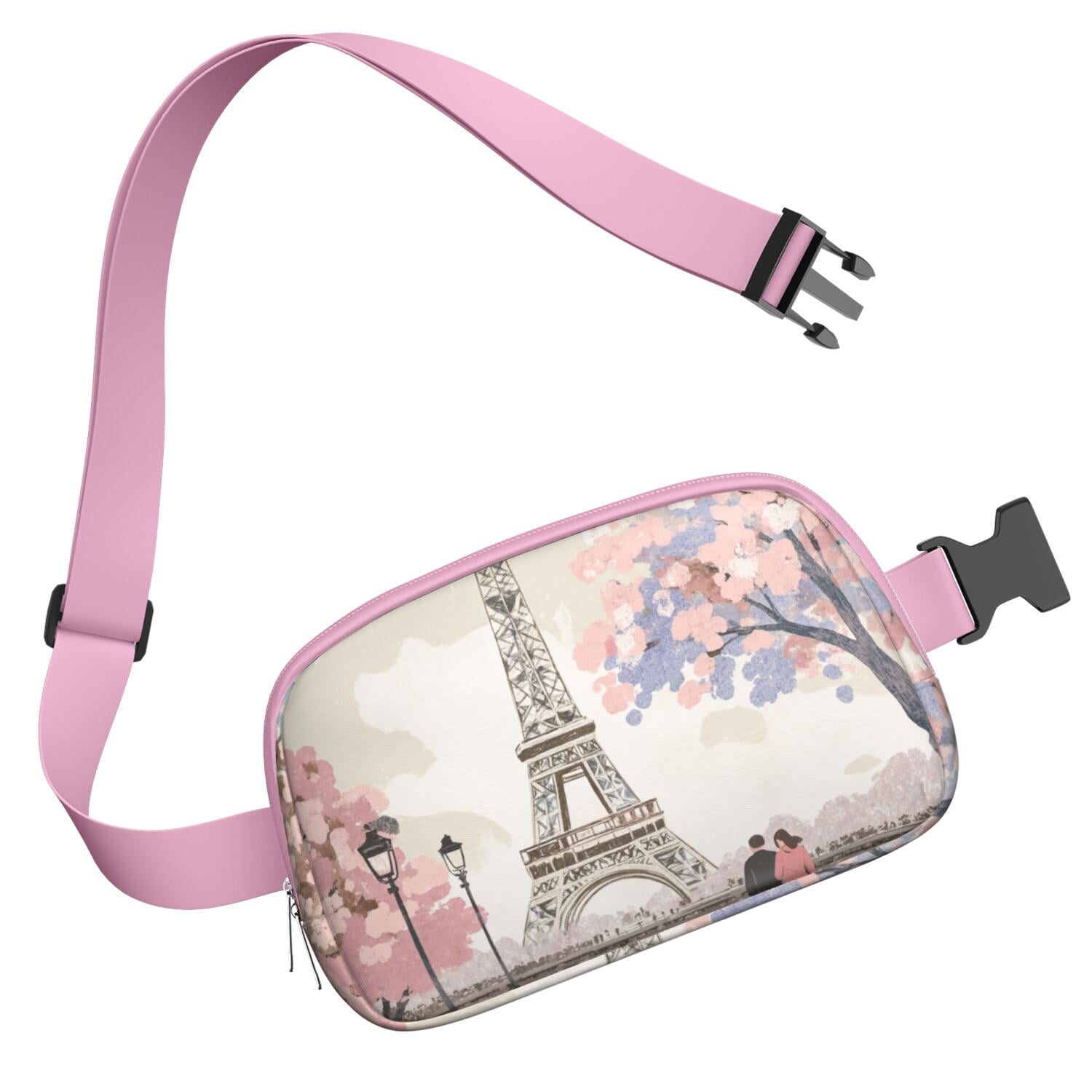 Waist Packs Bag Paris Fashion Belt Bag Small Cross Body Bags for Women Casual Waist Packs with Adjustable Strap Waterproof Belt Bag for Workout Running Travelling