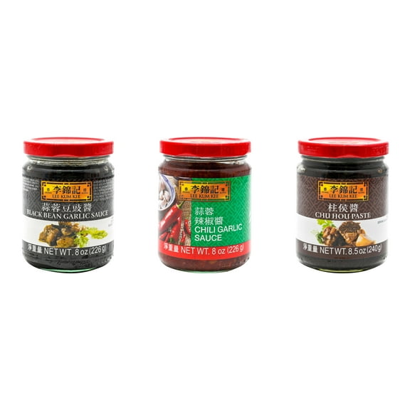 NineChef Brand Spoon Plus 3 Pack Lee Kum Kee Cooking Sauce, 3 Flavors(Black Bean Garlic Sauce,Chili Garlic Sauce,Chu Hou)