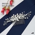 thumbnail image 2 of Crystal Bride Wedding Hair Combs Sliver Bridal Hair Piece Pearl Hair Clips Hair Accessories for Women and Girls (Gold), 2 of 4