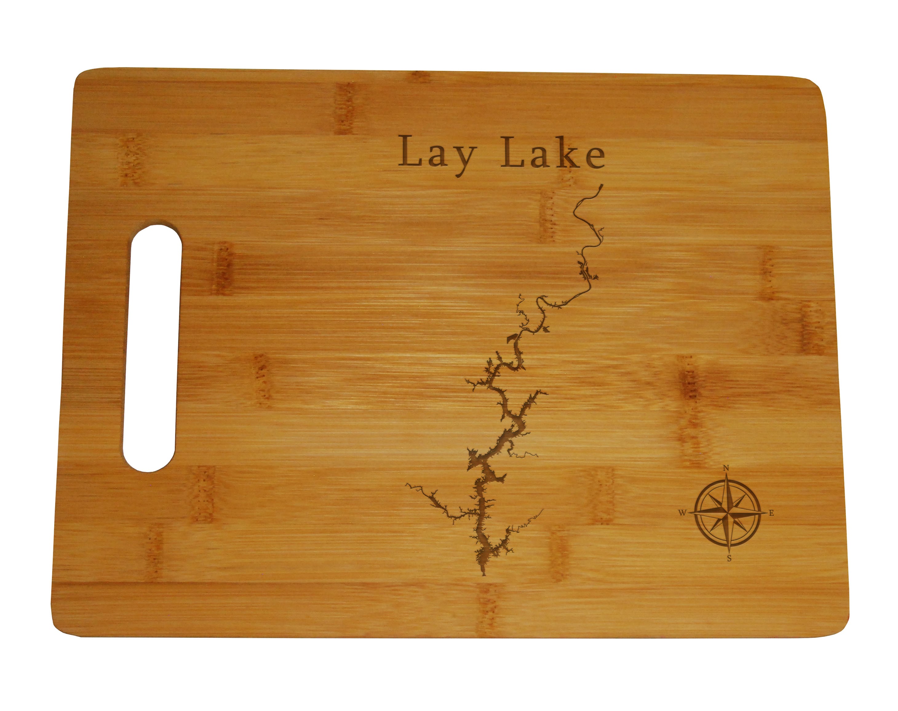 Lay Lake Map Engraved Bamboo Cutting Board 9.75x13.75 inches Alabama