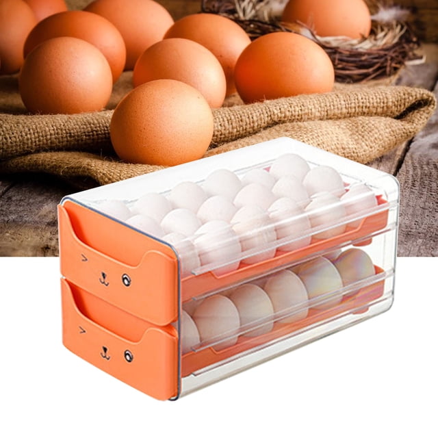 Contenedor para almacenar huevos, cajón para huevos de doble capa, bandeja para huevos para refrigerador, cajón para huevos, características de vanguardia