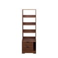 thumbnail image 6 of Gzxs 58" Tall Nightstand, Vintage Wooden Bedside Table with 2 Drawers and Open Shelves for Bedroom Living Room, Walnut, 6 of 7
