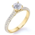 thumbnail image 1 of JeenMata Anillo de Compromiso de Moissanita de Fuego de Corte Redondo de 1,75 Quilates - Anillo de Compromiso Clásico - Anillo de Racimo - Oro Amarillo de 18 K sobre Plata, 1 of 6