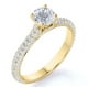 thumbnail image 1 of JeenMata Anillo de Compromiso de Moissanita de Fuego de Corte Redondo de 1,75 Quilates - Anillo de Compromiso Clásico - Anillo de Racimo - Oro Amarillo de 18 K sobre Plata, 1 of 6