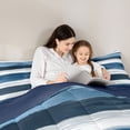 thumbnail image 4 of Homewish Grunge Blue Lines Twin Comforter Sets,Abstract Aesthetic Bedding Set,Navy Blue Reversible,2 Pieces,1 Comforter and 1 Pillowcase, 4 of 7