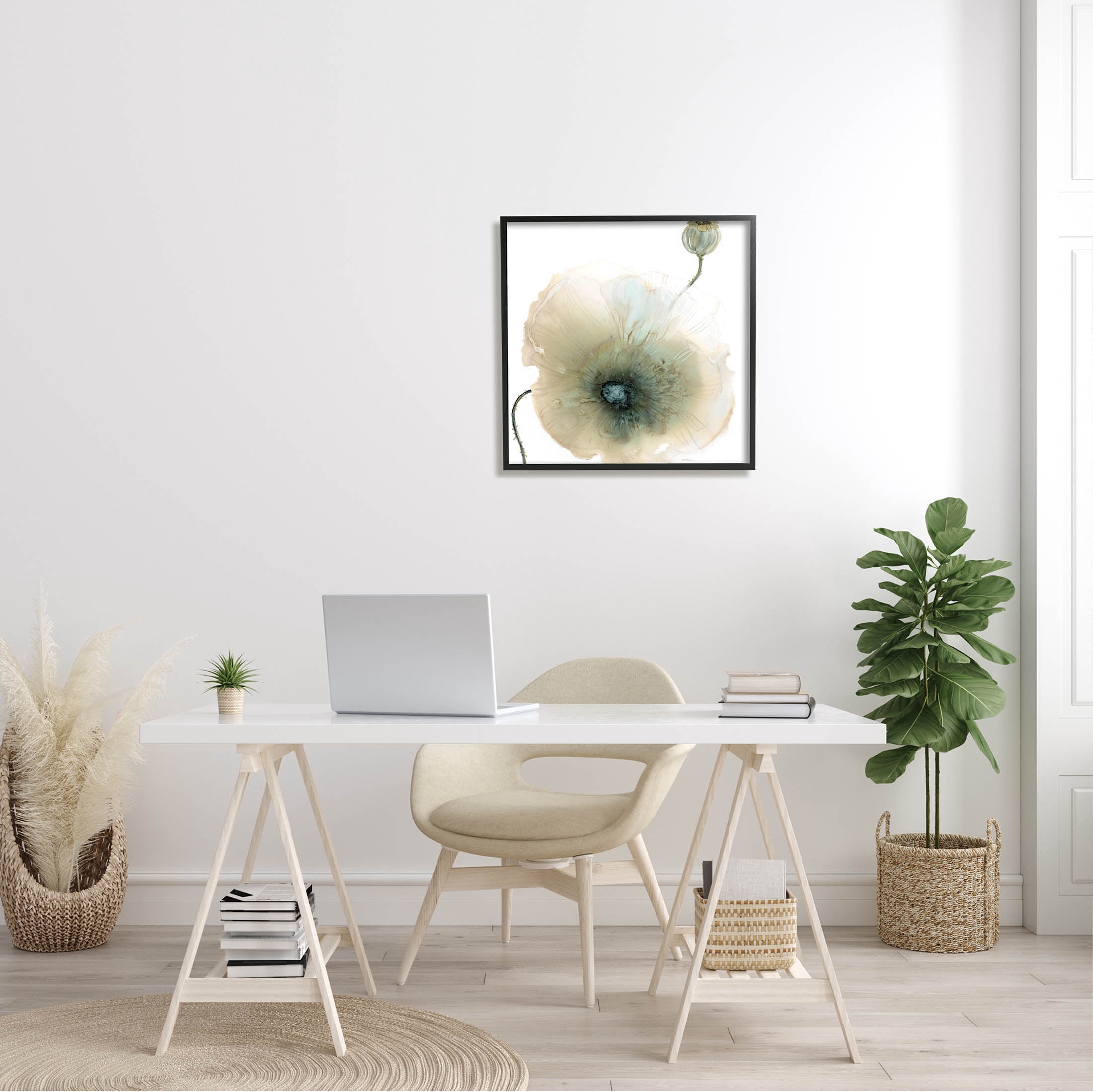 Stupell Industries Modern Poppy Flower Blossom Composition Graphic Art Black Framed Art Print Wall Art, Design by Carol Robinson