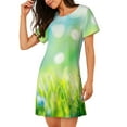 thumbnail image 2 of Naloa green grass and butterfly Print Women Nightgowns,Womens Loungewear,Short Sleeve Sleepwear,Comfy Ladies Nightdress, 2 of 6