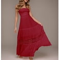 thumbnail image 1 of Generic Pure Color Tube-Top Hem Long Sleeveless Retro Bohemian Waist-Tight Temperament Dress, 1 of 1