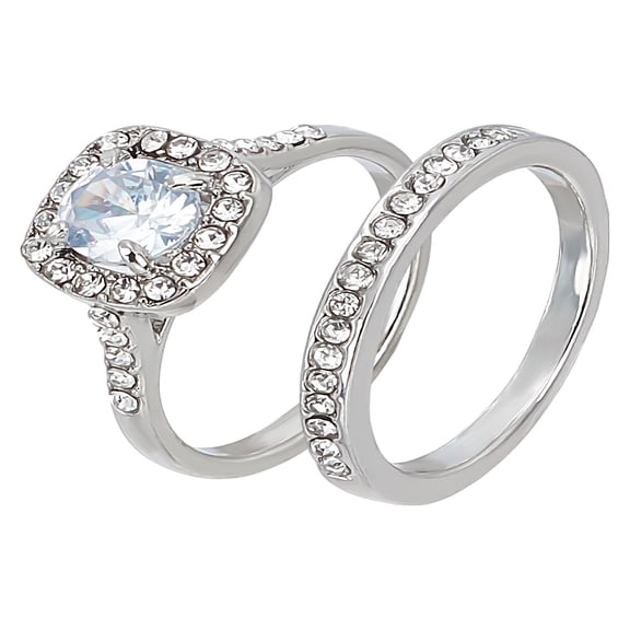 1set 1 set Zinc Alloy Glass Finger Rings sets for Women Square Inner Diameter: 17~17.5mm 2pcs/set