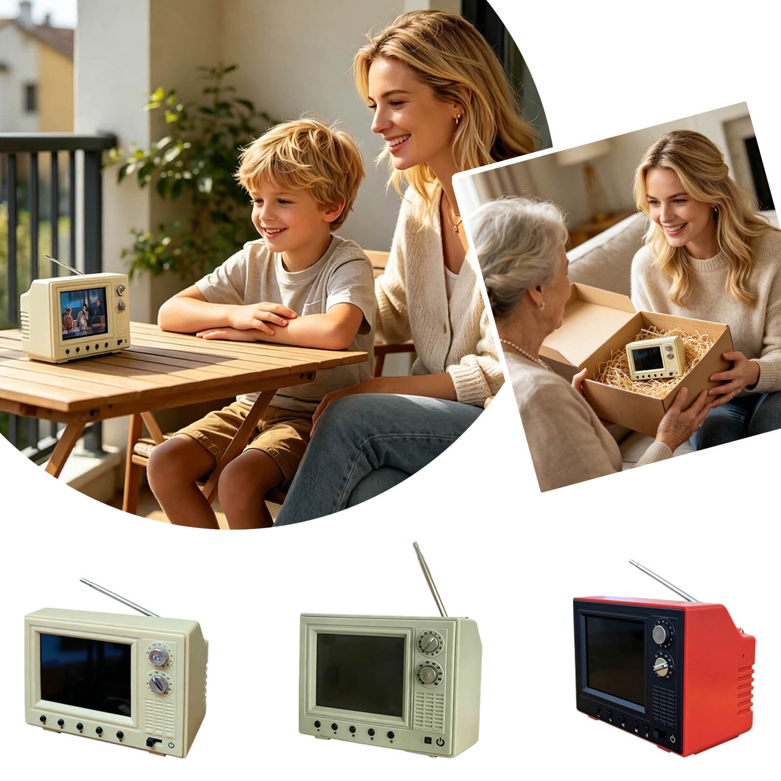 IAJFHAFS New Mini Cartoon TV, Rechargeable Mini Retro TV Cartoon Player with 8GB Memory, Supports Headphones & USB Playback â for Dollhouse Scenes & Collectible Decor