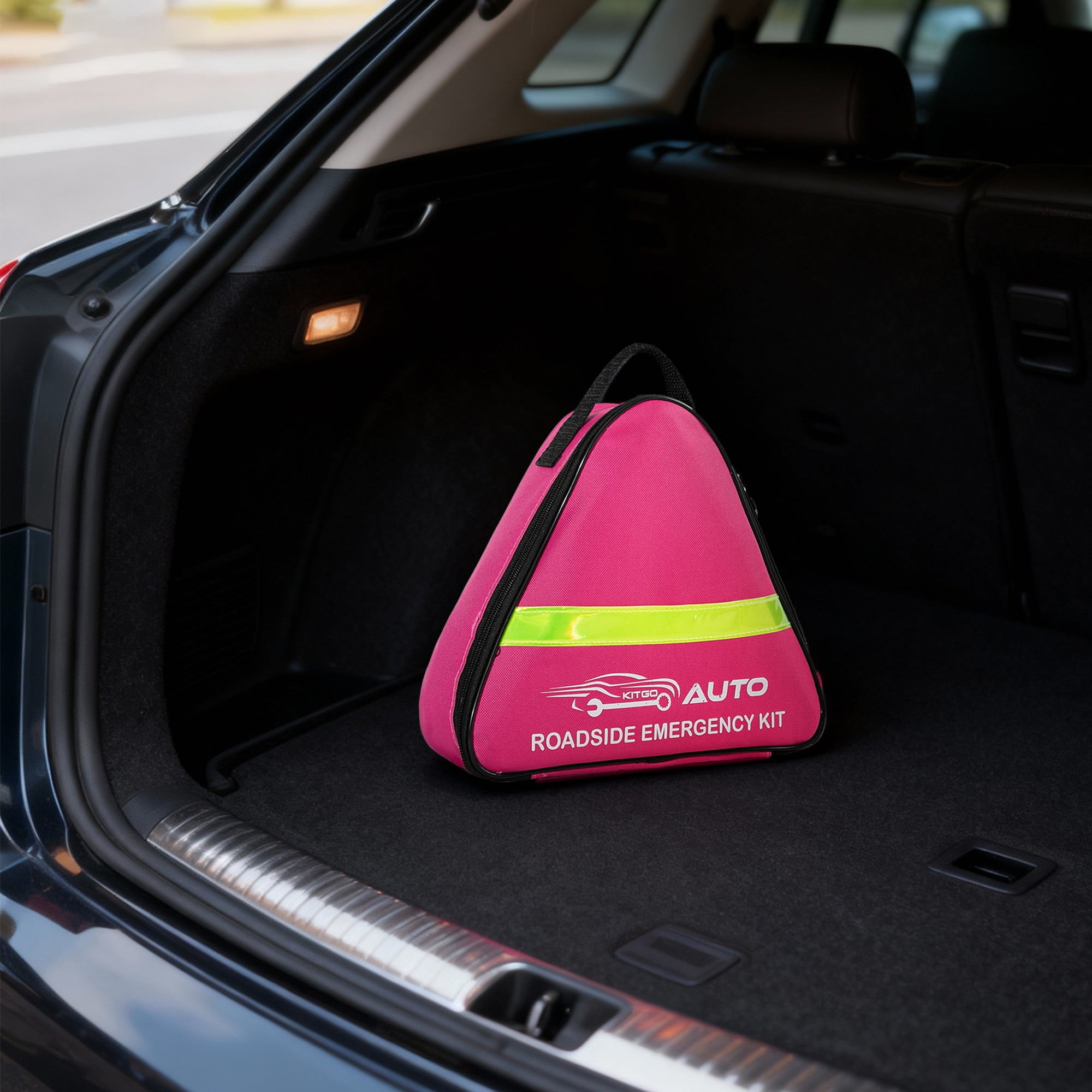 Pink Car Emergency Kit – Roadside Emergency Kit with Jumper Cables & Safety Tools