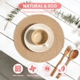 thumbnail image 4 of Garvee Set of 8 Round Jute Placemats 12 Inch Handwoven Natural Jute Table Mats, Rustic Farmhouse Table Decor for Dining Table, Kitchen, Wedding, Holiday Party, 4 of 7