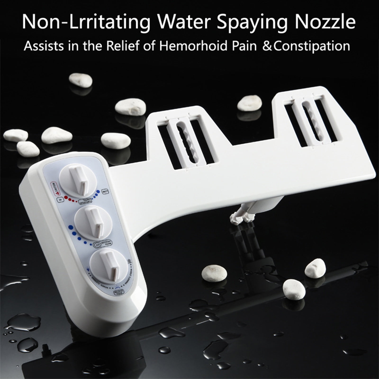 Bidet Toilet Seat Attachment & Fresh Water Sprayer (Cool & Warm Temperature Control,-Nozzle Cleaning,Non-,Adjustabl-e Pressure,Female Wash)