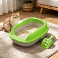 thumbnail image 3 of Semi-Enclosed Splash-Proof Cat Litter Box with Scoop, Low-Entry for Kittens, Spacious Interior, Easy-Clean, Eco-Friendly Material, Non-Slip Base, 3 of 6