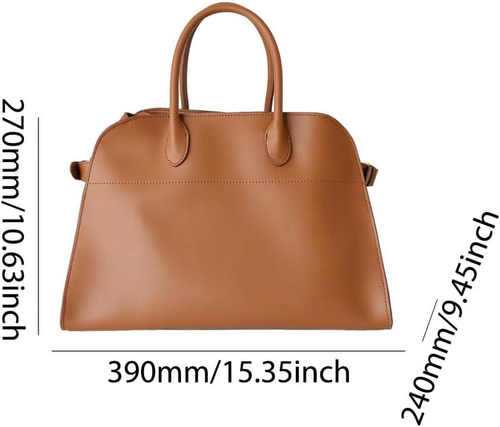 Bisibuy Vintage Library Tote Bag For Women - PU Leather Large Capacity Shoulder Bag With External Pocket, 14.6x5.3x11.4 Inches