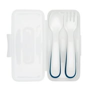 OXO Tot On-The-Go Plastic Fork And Spoon Set With Travel Case, Navy
