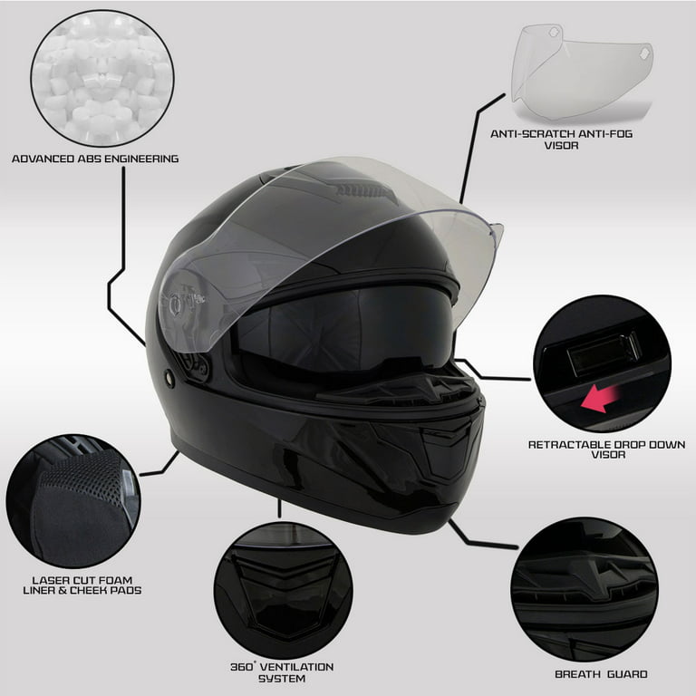Milwaukee Helmets H510 Gloss Black 'Chit-Chat' Full Face Motorcycle He