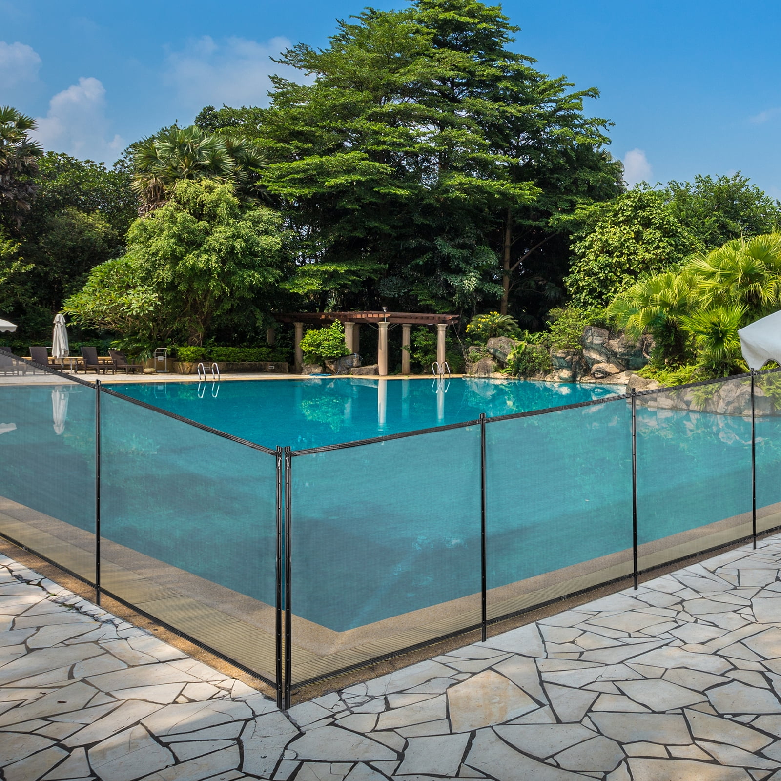 VEVOR Sentry Security Pool Fence 4x48 ft Removable Pool Fence Hole Size