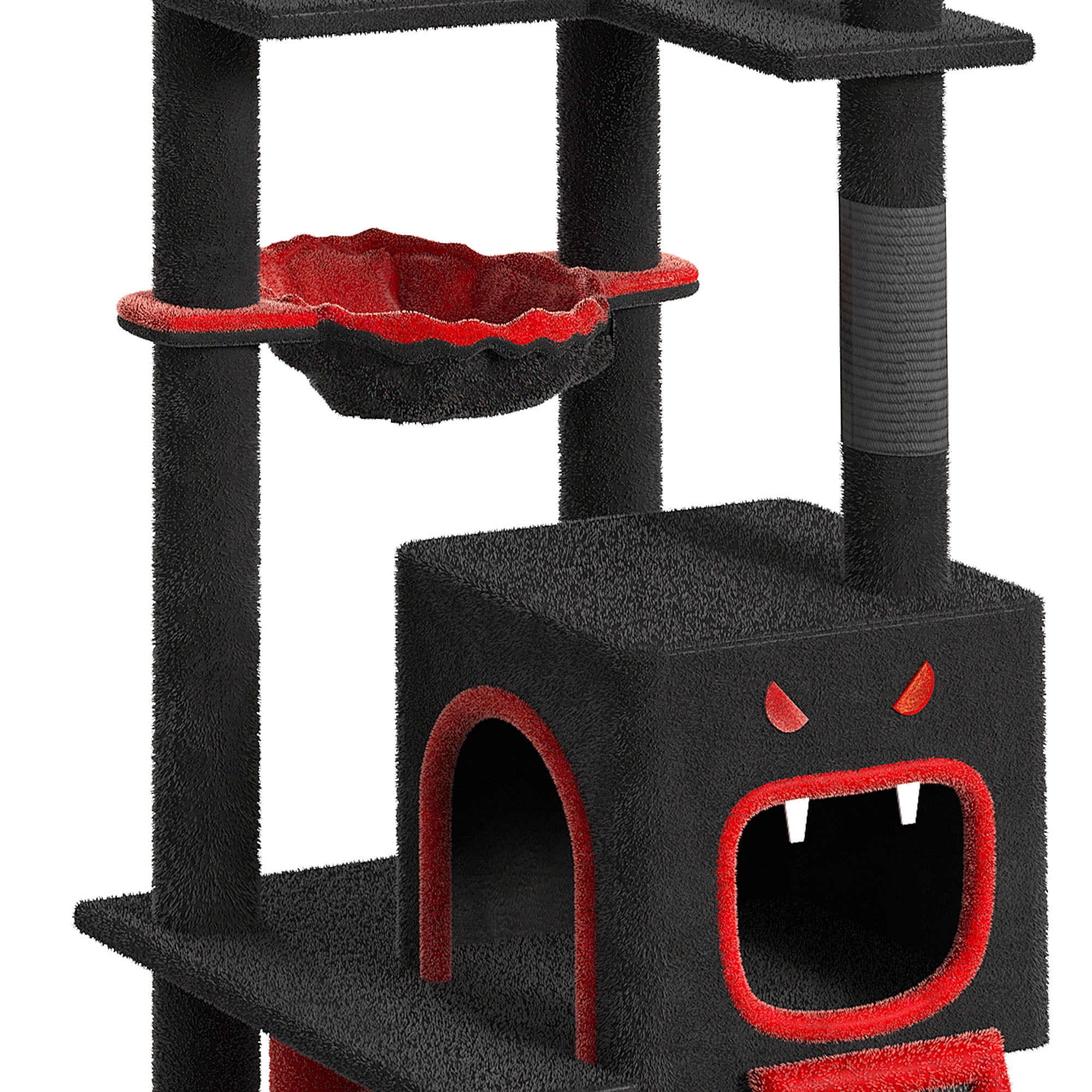 Dextrus 60" Gothic Cat Tree with Coffin Bed, Tall Halloween Cat Tower with Ladder & Sisal Scratching Posts, for Indoor Cats ,Black