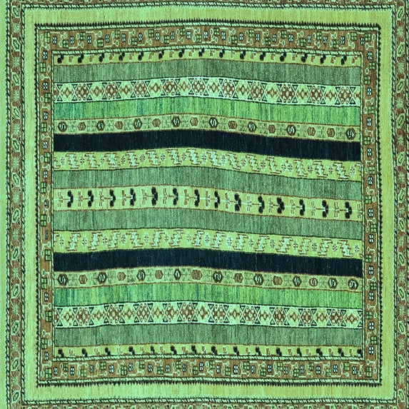 Ahgly Company Indoor Square Abstract Turquoise Blue Modern Area Rugs, 5' Square
