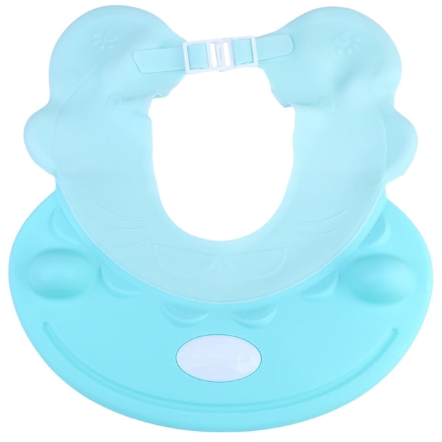 Gorro de baño ajustable para bebé, protector de orejas impermeable para lavarse el pelo y ducharse (azul cielo)