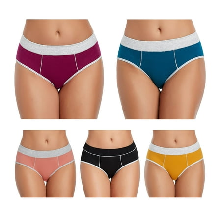

dorcastimo Cotton Hipster Panties for Women Cheeky Mid Rise Underwear Full Coverage Briefs Regular & Plus Size(Small Black/Blue/Purple/Rouge/Orange)