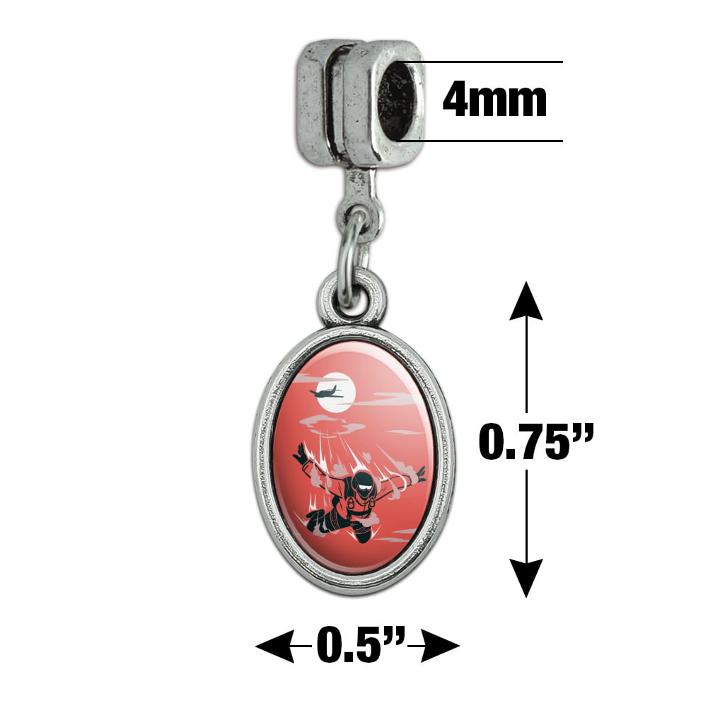 GRAPHICS & MORE Skydiver Skydiving Out Plane Italian European Style Bracelet Charm Bead 