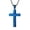 Blue, variant on Religion Cross Lord's Prayer Stainless Steel Pendant Necklace Rolo Cable Wheat Chain (Silver)