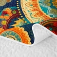 thumbnail image 5 of Homewish Bohemian Gold Mandala Quilt Full,Retro Exotic Paisley Full Bedspread Sets,3pcs, 5 of 7