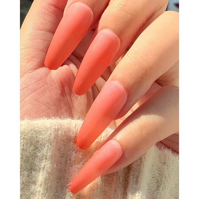 Coral Acrylic Nails For Prom