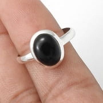 Black Onyx Stone 925 Silver Wedding Band Elegant Root Chakra Ring Jewelry Size 7