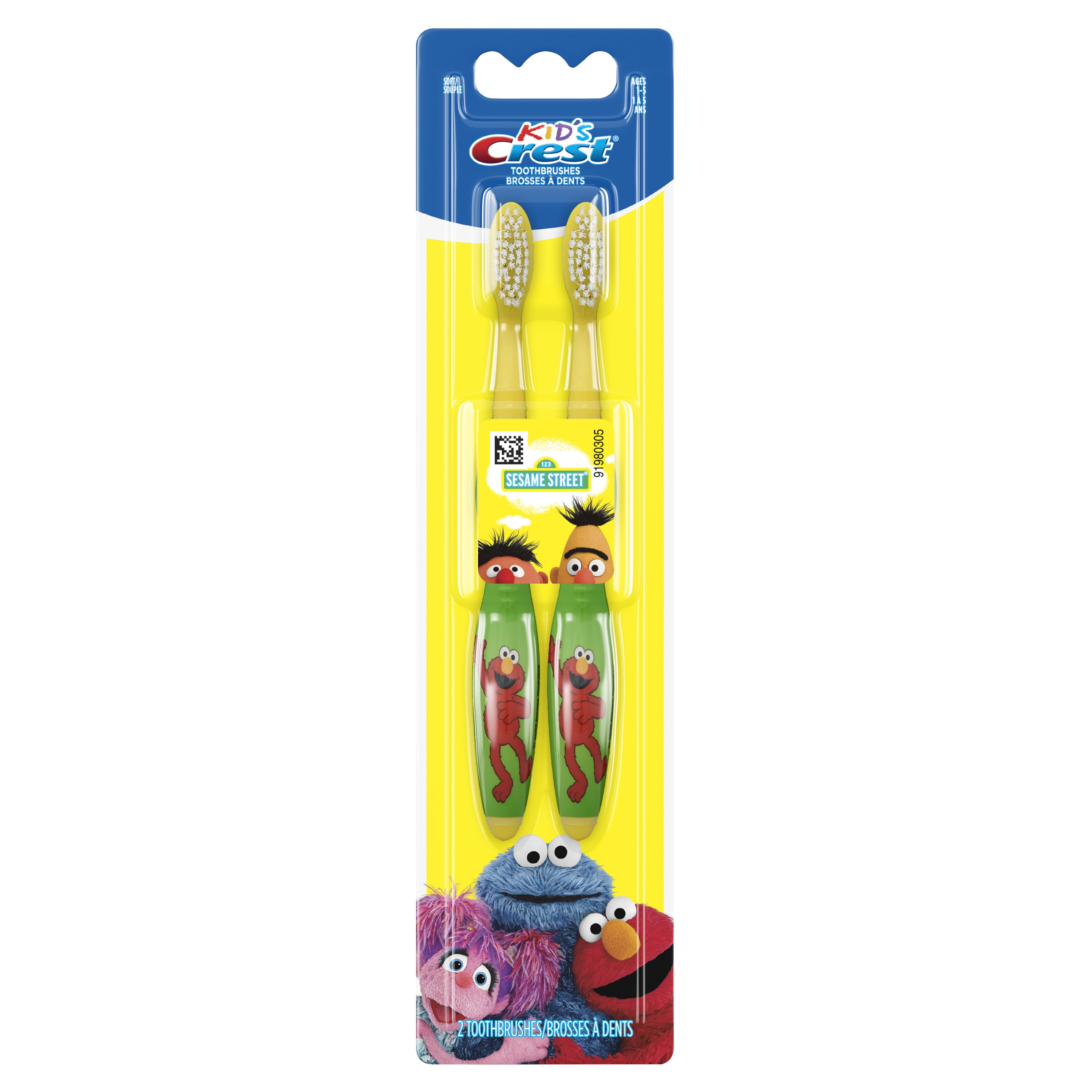 Crest Kids Soft Toothbrush featuring Sesame Street for Ages 2+, 2 Pack -  Walmart.com