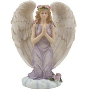 Kneeling Angel in Prayer Figurine with Accents of Roses for Spiritual and Religious Décor by Home 'n Gifts
