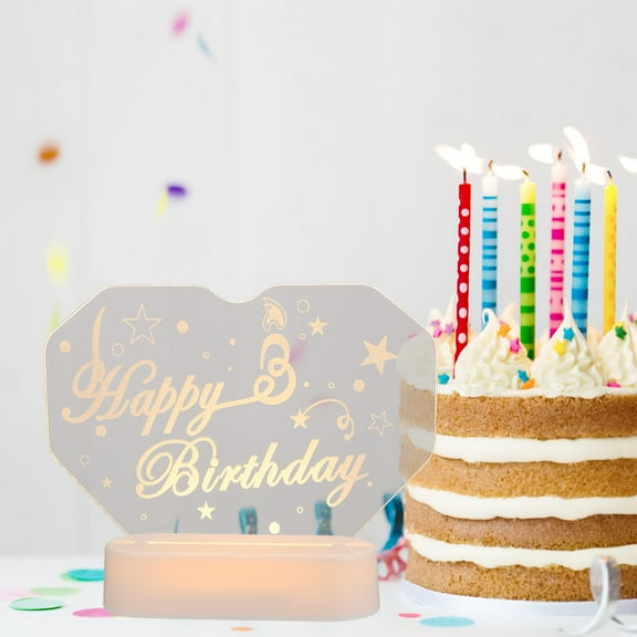 SILENRADAWN 1Set Happy Birthday Light Decoration Acrylic Led Sign For Birthday Celebrations