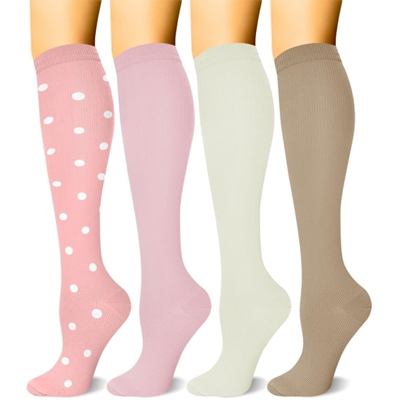 4 Pairs Copper Compression Socks for Women & Men Circulation 15-20 mmhg - Better Blood Flow, Swelling, Best Support for Medical, Running, Nursing