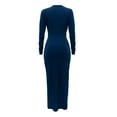 thumbnail image 5 of Elainilye Fashion Dresses for Women 2024 Solid Color Wrap Buttocks Flounce Short Sleeve V-Neck Mid-Calf Dress,Blue, 5 of 8