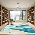 thumbnail image 2 of ODIKA 5'x7' Machine Washable Non-Slip Area Rug, Beachy Teal High Traffic Rug, Blue, 1039413, 2 of 7