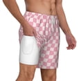 thumbnail image 3 of Picia Irregular Plaid pattern Mens Swim Trunks with Compression Liner Stretch Beach Shorts Quick Dry with Zipper Pockets No-Chafing Board Shorts-X-Large, 3 of 9