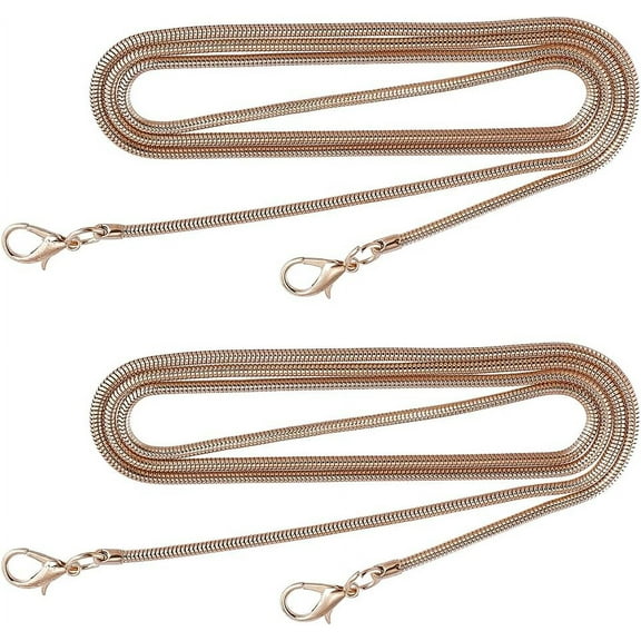 DIY 2PCS Handbag Chain Flat Chain Strap Crossbody Bag Replacement Strap with Metal Buckles Snake Chain Bag Strap for Handbag Crossbody Bag Shoulder Chain Strap Gold DIY