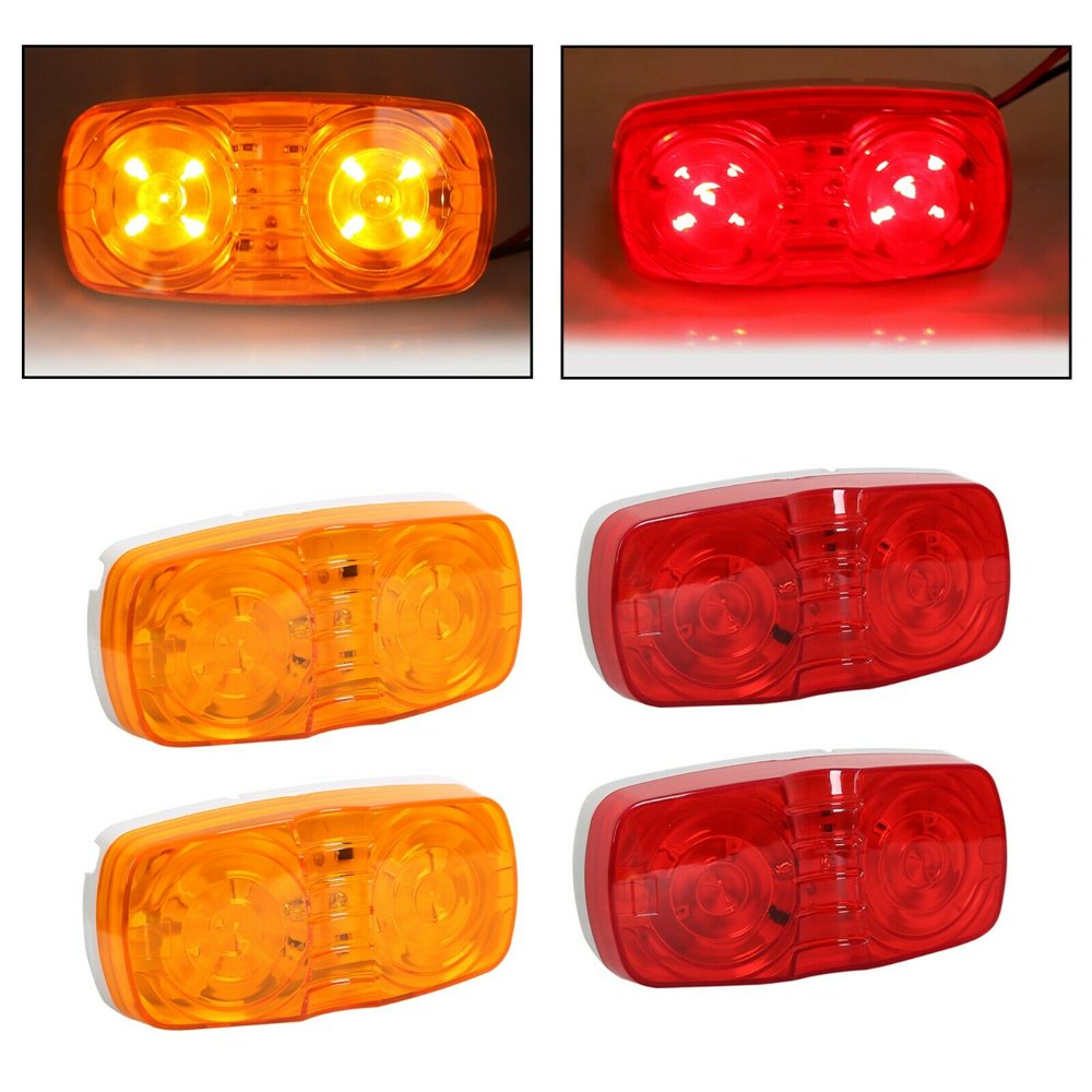 4x 10 Diodes LED Trailer Marker Light Double Bullseye Clearance Red