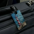 thumbnail image 2 of Lighthouse Seashore Ocean Beach Seagulls Sailboat Rectangle Leather Luggage Card Suitcase Carry-On ID Tag, 2 of 8