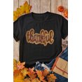 thumbnail image 3 of Women's Black Sequined Thankful Graphic Round Neck Tee, (US 20-22)2XL, 3 of 8