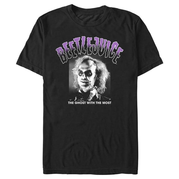 Men's Beetlejuice The Ghost With the Most Black and White Portrait Graphic T-Shirt