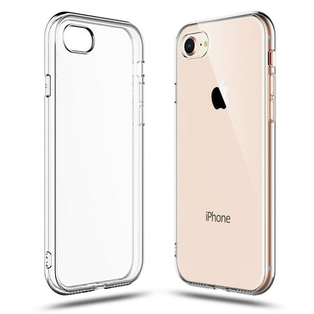 For iPhone 7, Shamo's® [Crystal Clear] Case [Shock Absorption] Cover TPU Rubber Gel [Anti Scratch] Transparent Clear Back Case, Soft Silicone, Front Screen Raised Lip Protection, Impact