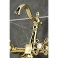 thumbnail image 2 of Kingston Brass KS2442AXBS Heritage Double-Handle Wall-Mount Bridge Kitchen Faucet with Brass Sprayer, Polished Brass, 2 of 7