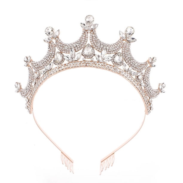Zhuge Tiara de boda para novia, diadema de princesa, corona nupcial, joyería para el cabello con diamantes de imitación de cristal, decoración para novia, cumpleaños, graduación, boda (blanco)