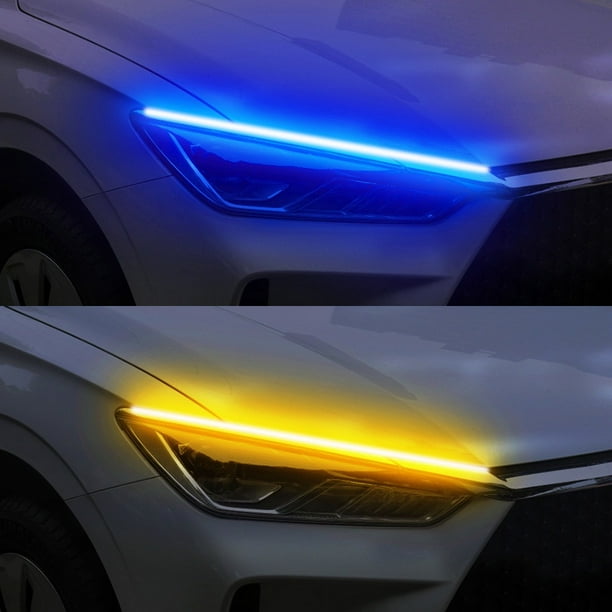 Tira De Faros LED De Colores Impermeables DRL Flexible Blanco Señal De Giro Amarillo Luces De Flujo De Freno 12v