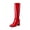 RED, variant on DREAM PAIRS Women's Knee-High Heeled Boots, Zip-Up Fashion Dress Boots