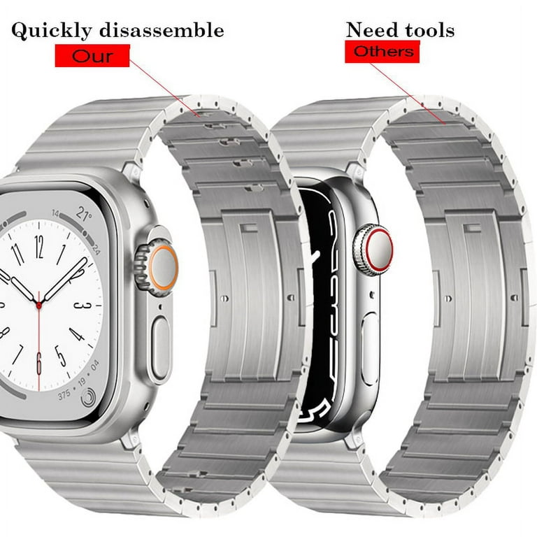 LGSY Band for Apple Watch Ultra 8 7 6 5 4 3 2 SE 42mm 44mm 45mm 49mm  Titanium Metal iWatch Link Bracelet 