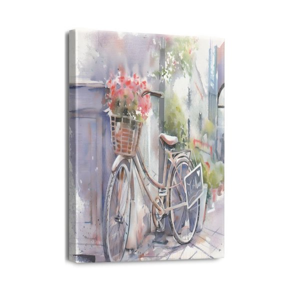 Art Mural Coastal Living Vélo au Bord de la Mer, Images Océaniques, 12x16 Po Bleu Aqua Calme pour Votre Décoration Maison Moderne